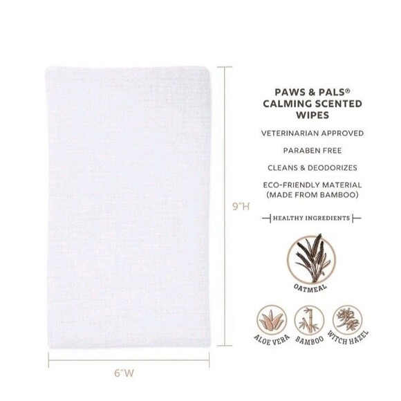 3 Pack Paws & Pals Pet Grooming Oatmeal Scent Wipes Hypo Allergenic Cleansing - Picture 4 of 6